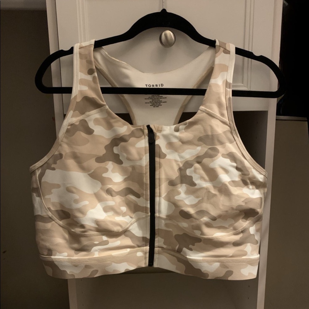 NWOT TORRID LOW IMPACT WIRELESS ZIP FRONT ACTIVE SPORTS BRA - SZ 2